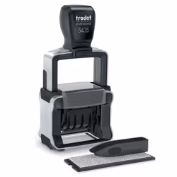Trodat 5435 TYPOMATIC, Self-Inking, Date stamp, 23 x 40 mm, Black, Stainless steel, Blue/Red, 73 mm