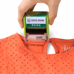 Trodat Stamp 'N Stick Clothes and Personal Belongings DIY Stamper  English Text with Special Characters - 3 Lines - Dermatologically Tested Ink  Dishw