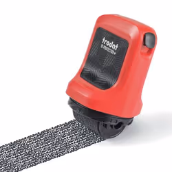 Trodat ID Protector+ Ink Roller Incl. Box/Letter Opener, Flame Red, Black Pad, Eng Pack, Red, 50 mm, 80 mm, 47.6 g