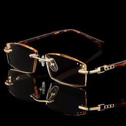 Diamond Cutting Rimless Glasses High Clear  Presbyopic Eye Glasses - gold, 3