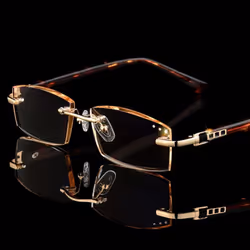 Diamond Cutting Rimless Glasses High Clear  Presbyopic Eye Glasses - gold, 4