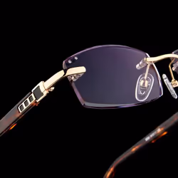 Diamond Cutting Rimless Glasses High Clear  Presbyopic Eye Glasses - gold, 1