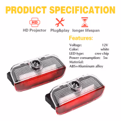 LED Car Door Logo Ghost Shadow Projector Light For VW Golf 5 6 7 MK5 MK6 - GTI