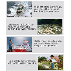 50W 4500L/H 5m DC 12V/24V Solar Water Pump Brushless Motor Water Circulation Submersible Pump Irrigation Fountain Fish Pond - DC 12V