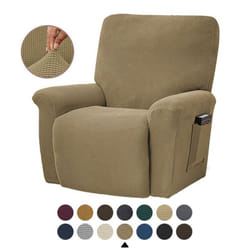 Fashion Recliner Sofa Covers Elastic Armchair Sofa Cover Stretch Soft Couch Corn Kernels Slipcovers Chair Covering - champagne, 4PCS