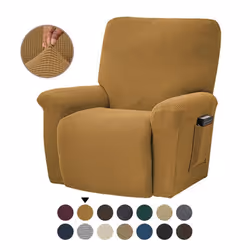 Fashion Recliner Sofa Covers Elastic Armchair Sofa Cover Stretch Soft Couch Corn Kernels Slipcovers Chair Covering - gold, 4P ...
