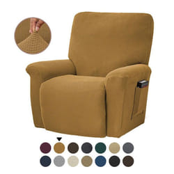 Fashion Recliner Sofa Covers Elastic Armchair Sofa Cover Stretch Soft Couch Corn Kernels Slipcovers Chair Covering - gold, 4PCS
