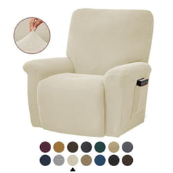 Fashion Recliner Sofa Covers Elastic Armchair Sofa Cover Stretch Soft Couch Corn Kernels Slipcovers Chair Covering - beige, 4PCS