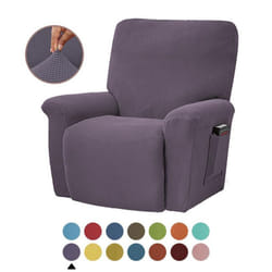 Fashion Recliner Sofa Covers Elastic Armchair Sofa Cover Stretch Soft Couch Corn Kernels Slipcovers Chair Covering - gray, 4PCS