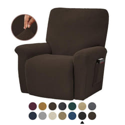 Fashion Recliner Sofa Covers Elastic Armchair Sofa Cover Stretch Soft Couch Corn Kernels Slipcovers Chair Covering - chocolate, 4PCS