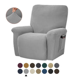 Fashion Recliner Sofa Covers Elastic Armchair Sofa Cover Stretch Soft Couch Corn Kernels Slipcovers Chair Covering - silver, 4PCS