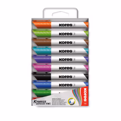 Kores M20801, 10 pc(s), Black, Blue, Brown, Green, Light Green, Orange, Pink, Red, Turquoise, Violet, Chisel tip, Multicolour ...