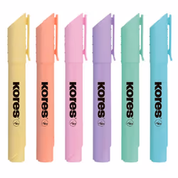 Kores TM36060, 6 pc(s), Light Blue, Light Green, Light orange, Light pink, Violet, Yellow, Chisel tip, Multicolour, Round, Wi ...