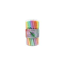 - K0R-M: Ballpoint Pens in Pastel Colours, 1 mm Medium Point Biro with Blue Semi-Gel Ink for Smooth Writing, Triangular Ergonomic Shape, School and