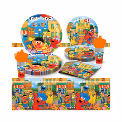 Cartoon SEsames Street Children's Birthday Party Decoration Tableware Tablecloth Baby Shower Balloon Cake Topper Banner Supplies - backdrop1