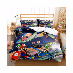 ) Bedding Cartoon MarioUK Size Sheets Single & Double KING,Super King Duvet Cover - MLA6, King(220x240cm