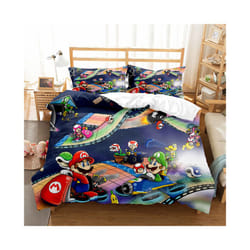 ) Bedding Cartoon MarioUK Size Sheets Single & Double KING,Super King Duvet Cover - MLA6, King(220x240cm