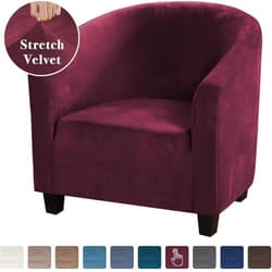 High Stretch Sofa Cover Velvet Tub Chair Cover Skid Resistance Furniture Protector Stretch Fabric Super Soft Couch Slipcover - burgundy