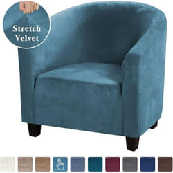 High Stretch Sofa Cover Velvet Tub Chair Cover Skid Resistance Furniture Protector Stretch Fabric Super Soft Couch Slipcover - peacock blue