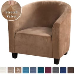 High Stretch Sofa Cover Velvet Tub Chair Cover Skid Resistance Furniture Protector Stretch Fabric Super Soft Couch Slipcover - camel