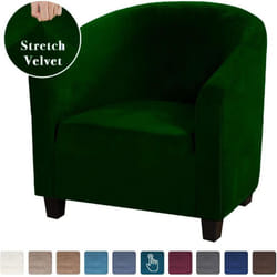 High Stretch Sofa Cover Velvet Tub Chair Cover Skid Resistance Furniture Protector Stretch Fabric Super Soft Couch Slipcover - dark cyan