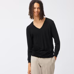 Gu STyle HeaT V Neck T  9 4 sleeVe - 00 WHITE/XL