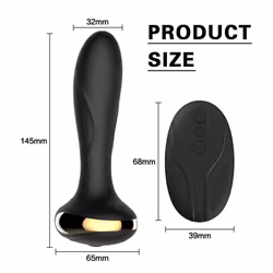 Anal Vibrator Wireless Remote Control Electric Shock Prostate Massager Huge Dildo Big Butt Plug For Men - black