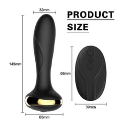 Anal Vibrator Wireless Remote Control Electric Shock Prostate Massager Huge Dildo Big Butt Plug For Men - black