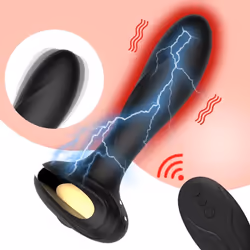 Anal Vibrator Wireless Remote Control Electric Shock Prostate Massager Huge Dildo Big Butt Plug For Men - black