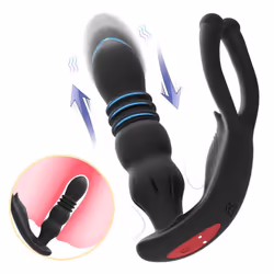 3 In 1 Large Anal Vibrator Plug Prostate Massager Remote Control Silicone Anal Plug Butt Plug Sex Toys For Men Adults - black