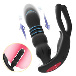 3 In 1 Large Anal Vibrator Plug Prostate Massager Remote Control Silicone Anal Plug Butt Plug Sex Toys For Men Adults - black