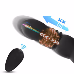 3 In 1 Large Anal Vibrator Plug Prostate Massager Remote Control Silicone Anal Plug Butt Plug Sex Toys For Men Adults - black