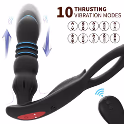 3 In 1 Large Anal Vibrator Plug Prostate Massager Remote Control Silicone Anal Plug Butt Plug Sex Toys For Men Adults - black