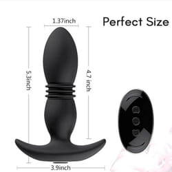 Male Prostate Massager Anal Butt Plug Vibrators Men Wireless Remote Control Thrusting Anal Dildo Vibrator Sex Toy - black