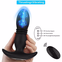 Male Prostate Massager Anal Butt Plug Vibrators Men Wireless Remote Control Thrusting Anal Dildo Vibrator Sex Toy - black