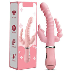 Adult Toys Dildo Vibrator Sex Toy Tongue Licking Double Rod Masturbation Rabbit Vibrator Adult Sex Product Vibrator - pink