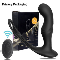 Male Prostate Massage Anal Vibrator Wireless Remote Control Delay Ejaculation Ring 10 Speeds Plug Butt Sex Toys - black