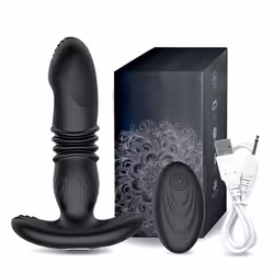 Male Thrusting Prostate Massager Bluetooth App Vibrator For Men Gay Anal Plug Wireless Remote Butt Plug Sex Toy - black