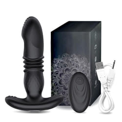Male Thrusting Prostate Massager Bluetooth App Vibrator For Men Gay Anal Plug Wireless Remote Butt Plug Sex Toy - black