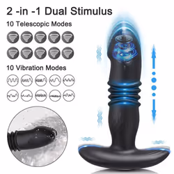 Male Thrusting Prostate Massager Bluetooth App Vibrator For Men Gay Anal Plug Wireless Remote Butt Plug Sex Toy - black