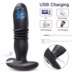 Male Thrusting Prostate Massager Bluetooth App Vibrator For Men Gay Anal Plug Wireless Remote Butt Plug Sex Toy - black