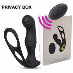 Male Prostate Massage Remote Anal Vibrator 10 Speeds Delay Ejaculation Cock Ring Testis Stimulate Anus Plug Butt - black