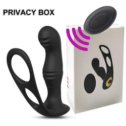 Male Prostate Massage Remote Anal Vibrator 10 Speeds Delay Ejaculation Cock Ring Testis Stimulate Anus Plug Butt - black