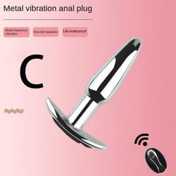 10 Frequency Remote Control Metal Vibrating Wearable Vibrating Posterior Plug Prostate Massager Masturbator Vibrator - C