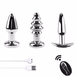 10 Frequency Remote Control Metal Vibrating Wearable Vibrating Posterior Plug Prostate Massager Masturbator Vibrator - C