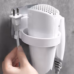 Bathroom Storage Wall Hanging Hair Dryer Storage Rack White