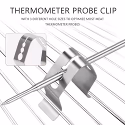 Universal A Style Meat Thermometer Probe Clip Holder Temperature Readings BBQ Smoker Oven Grill, 2