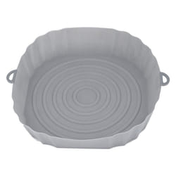 20Cm Air Fryers Oven Baking Tray Fried Chicken Basket Mat AirFryer Silicone Pot Round Replacemen Grill Pan Grey
