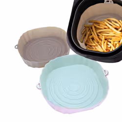 20Cm Air Fryers Oven Baking Tray Fried Chicken Basket Mat AirFryer Silicone Pot Round Replacemen Grill Pan Grey