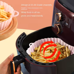 20Cm Air Fryers Oven Baking Tray Fried Chicken Basket Mat AirFryer Silicone Pot Round Replacemen Grill Pan Grey
